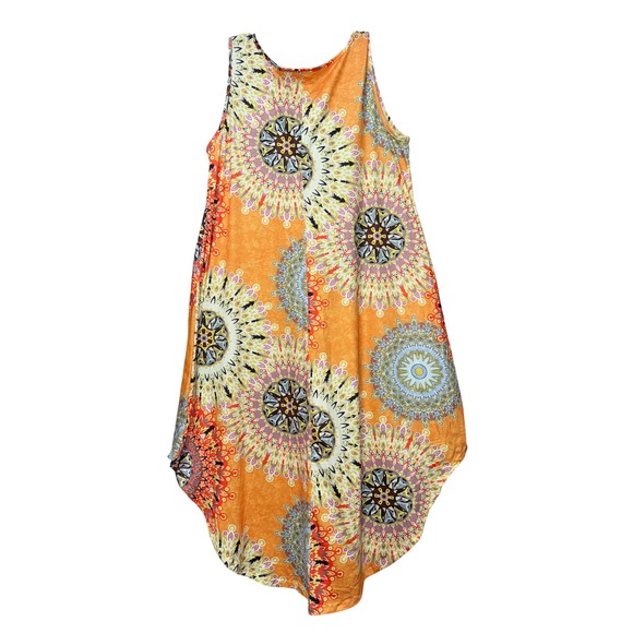 Women 1XL Casual Tank Dress Mandala Artsy Vacay Summer Beach Coastal Boho resort - Picture 5 of 7